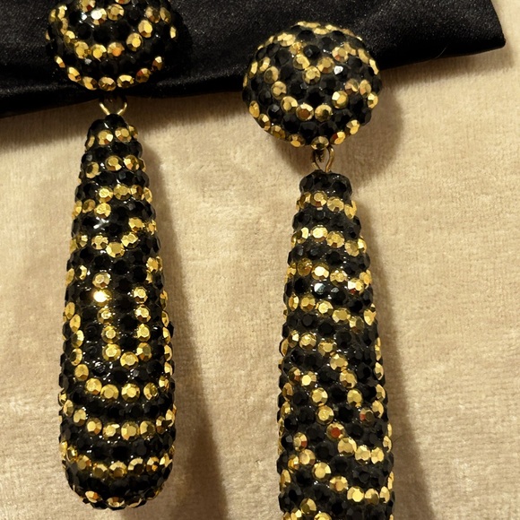 Vintage Bellini Gold/Black Runway Glitz Crystal Teardrop - New Designer - Picture 13 of 16